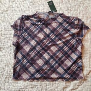 NWT Plaid Sheer Top